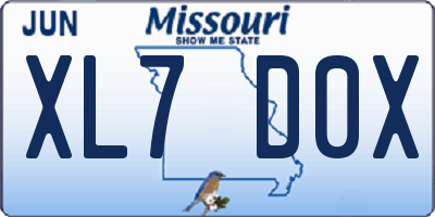 MO license plate XL7D0X