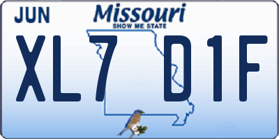 MO license plate XL7D1F