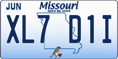 MO license plate XL7D1I