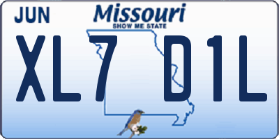 MO license plate XL7D1L