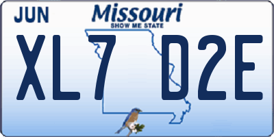 MO license plate XL7D2E