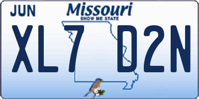 MO license plate XL7D2N