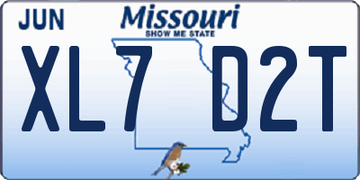 MO license plate XL7D2T