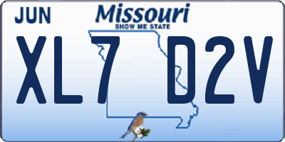 MO license plate XL7D2V