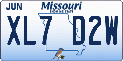 MO license plate XL7D2W