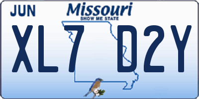 MO license plate XL7D2Y