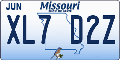MO license plate XL7D2Z