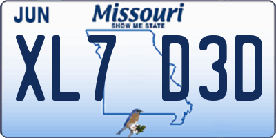 MO license plate XL7D3D