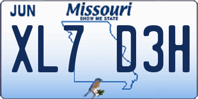 MO license plate XL7D3H