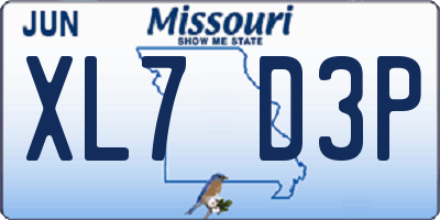 MO license plate XL7D3P