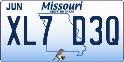 MO license plate XL7D3Q