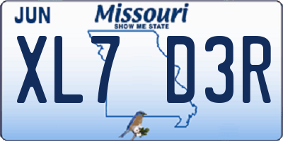 MO license plate XL7D3R