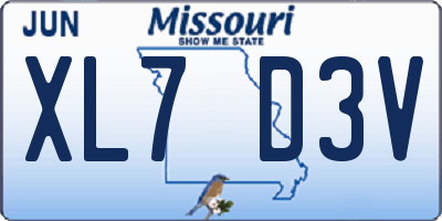 MO license plate XL7D3V