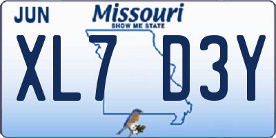MO license plate XL7D3Y