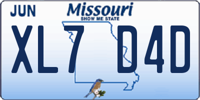 MO license plate XL7D4D