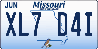 MO license plate XL7D4I