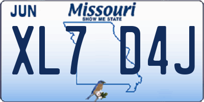 MO license plate XL7D4J