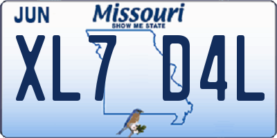 MO license plate XL7D4L