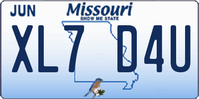 MO license plate XL7D4U