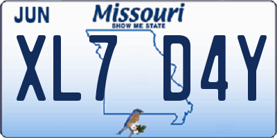 MO license plate XL7D4Y