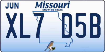 MO license plate XL7D5B