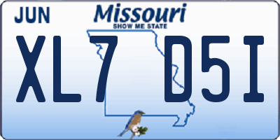 MO license plate XL7D5I