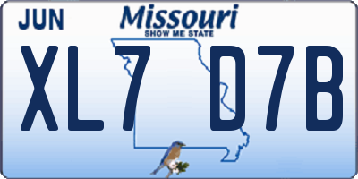 MO license plate XL7D7B