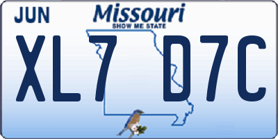 MO license plate XL7D7C