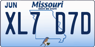 MO license plate XL7D7D