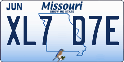 MO license plate XL7D7E