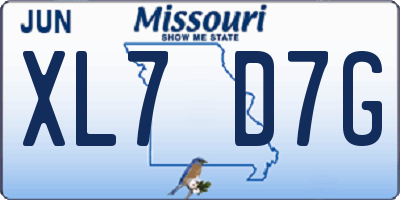 MO license plate XL7D7G