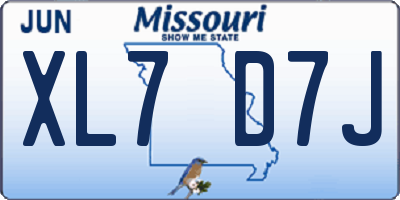 MO license plate XL7D7J