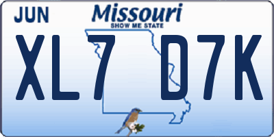 MO license plate XL7D7K