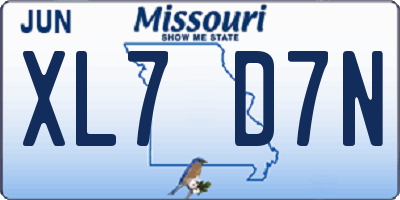 MO license plate XL7D7N
