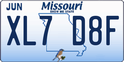 MO license plate XL7D8F