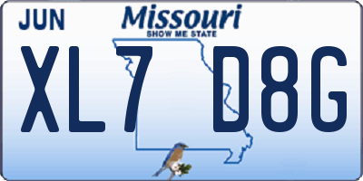 MO license plate XL7D8G