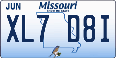MO license plate XL7D8I