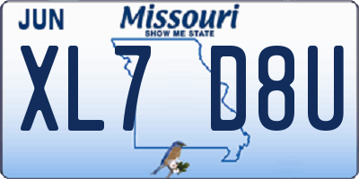 MO license plate XL7D8U