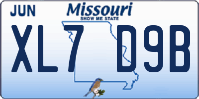 MO license plate XL7D9B