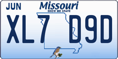 MO license plate XL7D9D