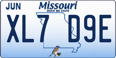 MO license plate XL7D9E