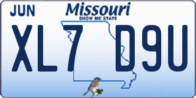 MO license plate XL7D9U