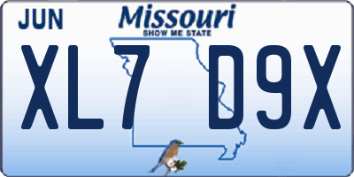 MO license plate XL7D9X