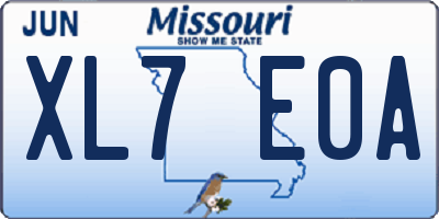 MO license plate XL7E0A