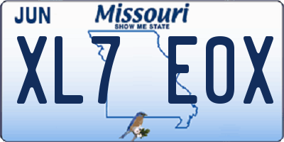 MO license plate XL7E0X