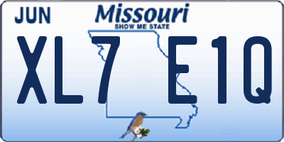 MO license plate XL7E1Q