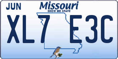 MO license plate XL7E3C
