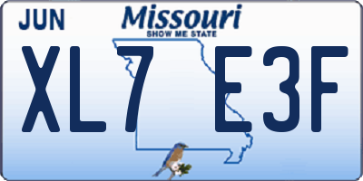 MO license plate XL7E3F