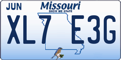 MO license plate XL7E3G