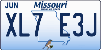 MO license plate XL7E3J